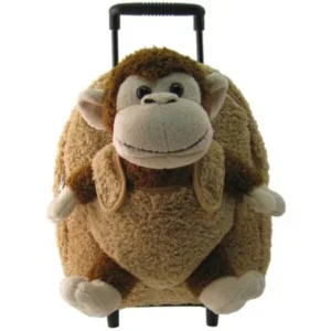 Kreative Kids 8095C Brown Monkey Plush Rolling Backpack