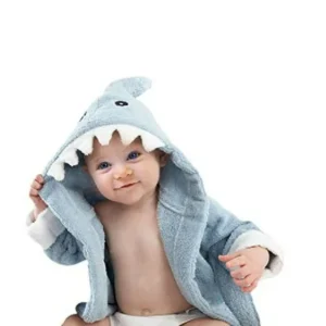 Baby Classic Blue Terry Shark Robe, Blue, 0-9 Months