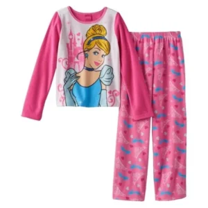 Disney Princess Cinderella Royal Castle Fleece Girls Pajama, Sizes 4-10, Pink, Size: 8