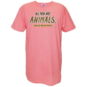 LA Imprints 'All Men Are Animals Some Just Make Better Pets' Pink Cotton Oversized Nightshirt