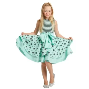 Little Girls Ice Blue Angelina Bow Designer Jacket Dress 2