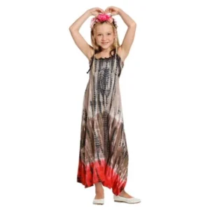 Little Girls Tangerine Tie Dye Giselle Designer Spring Maxi Dress 2