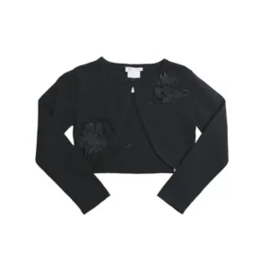 Girls Black Cardigan Sweater : Black Beaded Cardigan LG 12-14