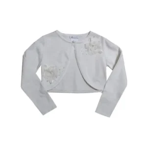 Girls Cardigan Sweater : Beaded Ivory Cardigan MED 8-10