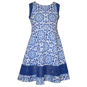 Bonnie Jean Tween Girls Coastal Blue Print Sundress 10