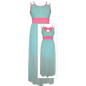 Bonnie Jean Tween Girls Mint Chevon to Sheer Maxi Dress 10