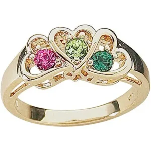 Personalized Daughter's Heart Birthstone 14kt Gold-Tone Ring