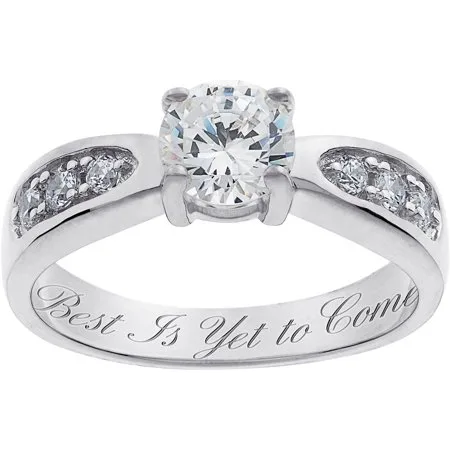 Personalized Sterling Silver Cubic Zirconia Promise Ring