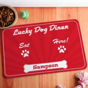 Personalized Lucky Dog Diner Meal Mat, Red
