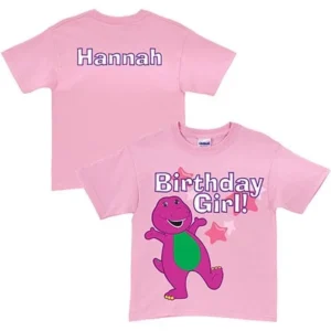 Personalized Barney Birthday Pink Girls' T-Shirt