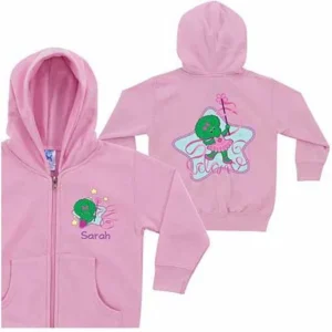 Personalized Barney Baby Bop Dance Little Girls' Pink Zip-Up Hoodie