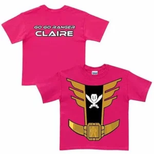 Personalized Power Rangers Pink Ranger Girl's Hot Pink T-Shirt