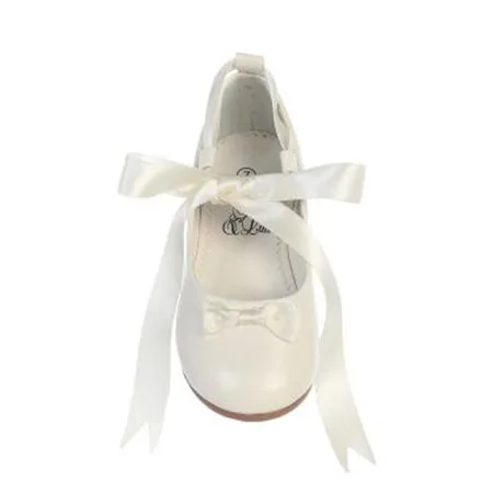 Girls Ivory Satin Ribbon Ballerina Flats Occasion Dress Shoes 11-4 Kids