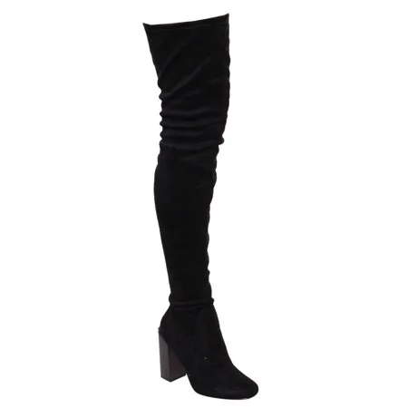 CAPE ROBBIN GD59 Women's Snug Fit Block Heel Thigh High Boots Half Size Small