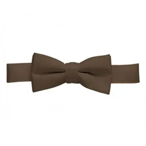 Bow Tie For Mens Boys and Baby Satin look Solid Color Adjustable Pre-tied Made in USA - Kids Brown