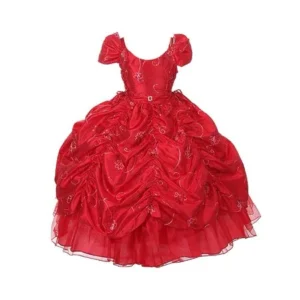 Rain Kids Girls Red Taffeta Sequin Pickup Pageant Dress 10