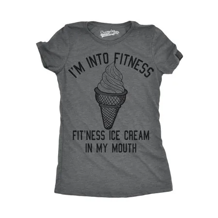 Womens Fitness Ice Cream In My Mouth Funny Workout Desert T shirt