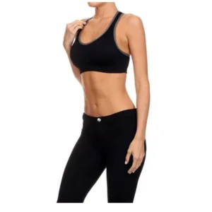 Women's Athletic Racerback Sports Bra Support Gym Yoga Workout Active Wear Black Medium