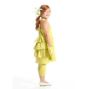 Little Girls Sprite Yellow Ruffle Bow Marigold Designer Sundress 2