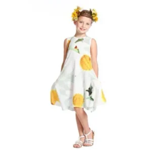 KidCuteTure Girls White Flowers Print Agnes Designer Summer Dress 10