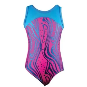 Little Girls Hot Pink Sparkle Zebra Dot Print Tank Leotard 4-6