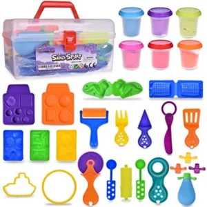 Magic Sand with Molds and Tools Kit Educational Toy DIY kids Gift Multiple Color (6) Molding Sand 24PCs F-91