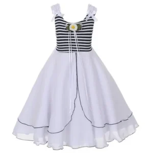 Kids Dream Little Girls Navy White Stripe Special Occasion Dress 6