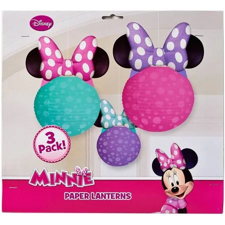 Minnie Mouse Bow-Tique Paper Lantern Decoration, 3 Count, Party Supplies