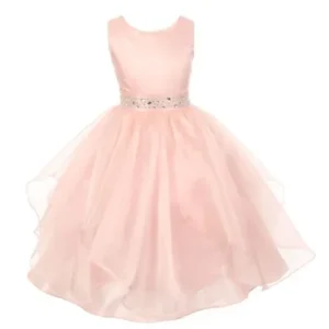 Little Girls Blush Dazzling Stones Taffeta Organza Cascade Party Dress 2