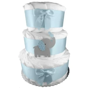 Elephant 3-Tier Diaper Cake - Baby Shower Gift - Newborn Gift for a Boy