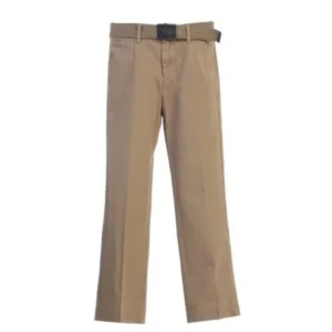 Boys Khaki Adjustable Belted Flat Front Twill Classic Pants 8-18