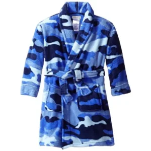 Komar Kids Big Boys' Fleece Camo Print Robe, Blue, Size: X-Small