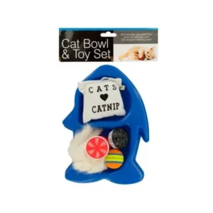 Bulk Buys OF802-4 Fish-Shaped Cat Bowl Toy Set, 4 Piece