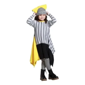 KidCuteTure Little Girls Honey Yellow Striped Lindsay Fall Designer Dress 4-6