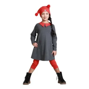 KidCuteTure Little Girls Charcoal Back To School Tina Fall Designer Dress 2-6