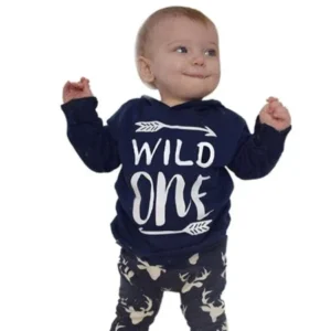Toddler Infant Baby Boy Hooded Letter Blouse Tops +Pants Outfits Clothes Set