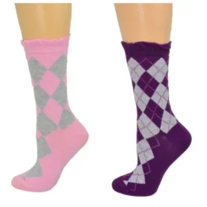 Argyle Crew Cotton Lurex Sparkle Socks W3035