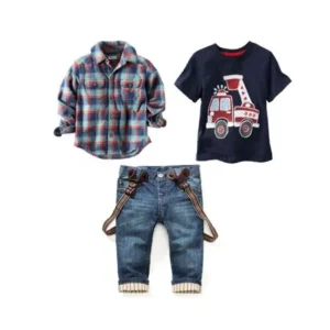 MosunxÂ® 2017 Children's Clothing Print Suit Long Plaid Shirts T-Shirt Jeans Kids Clothes Cute Cool lovely Clothes