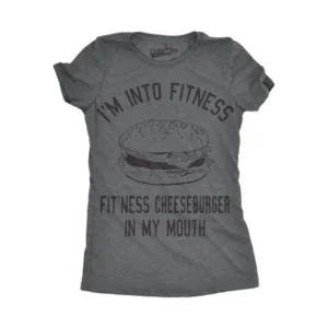 Crazy Dog TShirts - Womens Fitness Cheeseburger In My Mouth Tshirt Funny Junk Food Tee For Ladies