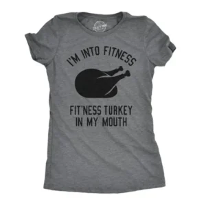 womens fitness turkey in my mouth tshirt funny thanksgiving food tee for ladies