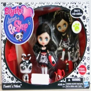 Littlest Pet Shop Blythe Black White Collection Exclusive Flowers 'n Fashion