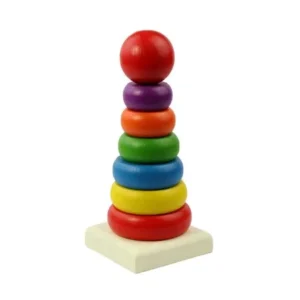 Kid Baby Wooden Stacking Stack Up Rainbow Tower Ring Educational Toy