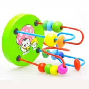 Kids Baby Colorful Wooden Mini Around Beads Educational Game Toy