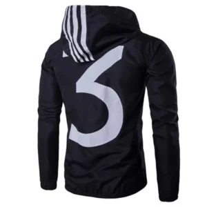Men's Autumn Winter Hooded Printing Casual Short Jacket Top Blouse