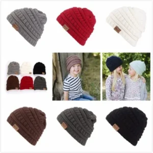 Boy Girls Warm Crochet Winter Wool Knit Ski Beanie Skull Slouchy Caps Hat BK
