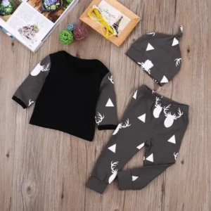 BinmerÂ® Hot Sale Newborn Baby Girl Boy Clothes Deer Tops T-shirt+Pants Leggings 3pcs Outfits Set