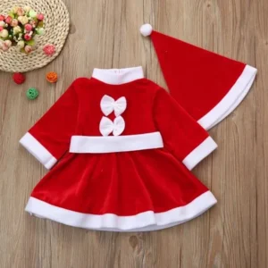 BinmerÂ® Hot Sale Toddler Kid Baby Girl Christmas Clothes Costume Bowknot Party Dresses+Hat Outfit