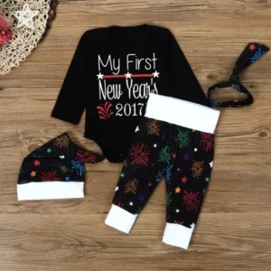 1Set Infant Baby Boy Girl Clothes Romper Pants Leggings 4PCS New Year's Outfits