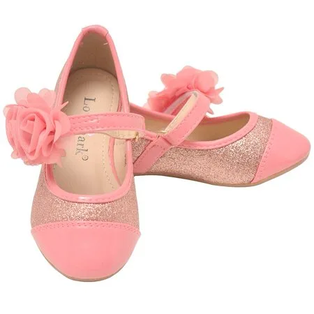 Lov mark Girls Pink Floral Embellished Mary Jane Dress Shoes