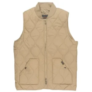 Grizzly Griptape Big Game Zip Up Quilted Vest Outerwear Jacket Coat Mens Khaki